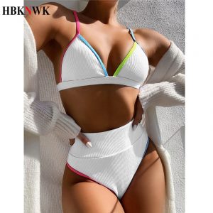 2020 Swimsuit Women High Waist Bikini Sets Patchwork Bathing Suits 2 pieces Beachwear Swim Suit Female Summer biquini Swimwear