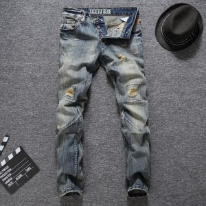 Men Jeans Slim Fit Buttons Jeans Casual Long Pants Ripped Jeans Balplein Brand Classical Jeans Men