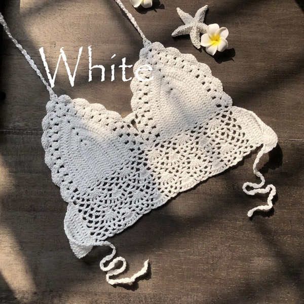2020 New Triangle Bikini Top Woman Hollow Out Swimsuit Crochet Black Bikini Top Sexy Swimming Bra Large Female Swimwear S M L XL - Image 14