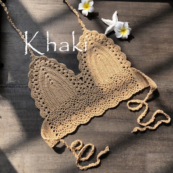 2020 New Triangle Bikini Top Woman Hollow Out Swimsuit Crochet Black Bikini Top Sexy Swimming Bra Large Female Swimwear S M L XL - Image 7