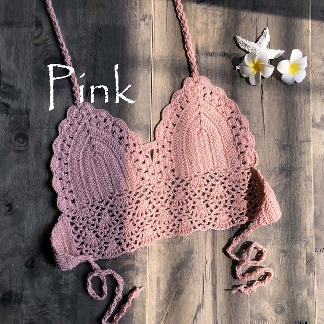 2020 New Triangle Bikini Top Woman Hollow Out Swimsuit Crochet Black Bikini Top Sexy Swimming Bra Large Female Swimwear S M L XL - Image 12