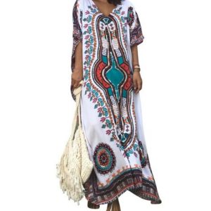 Beach Tunics Print Rayon Kaftan Beach Dress Swimwear Large Size Beachwear Cover Ups
