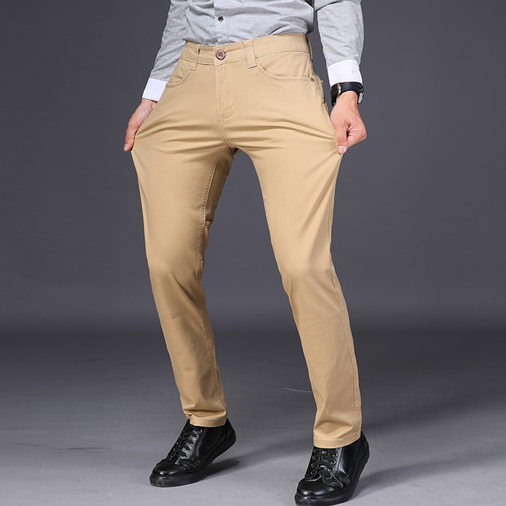 Mens Casual Pant High Stretch Elastic Fabric Skinny Slim Cutting Trouser Pocket Badge Plus Size - Image 3