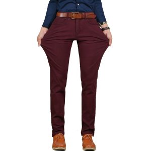 Mens Casual Pant High Stretch Elastic Fabric Skinny Slim Cutting Trouser Pocket Badge Plus Size