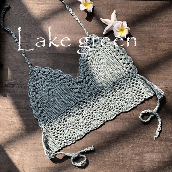 2020 New Triangle Bikini Top Woman Hollow Out Swimsuit Crochet Black Bikini Top Sexy Swimming Bra Large Female Swimwear S M L XL - Image 10