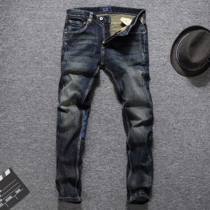 Men Jeans High Quality Slim Fit Classical Jeans Cotton Denim Long Pants Brand Printed Jeans Men Size 29-38