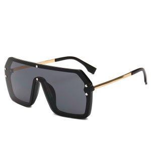 MINCL Oversized Shield Visor Sunglasses Women Large Size Sunglasses Men Transparent Frame Vintage Big Windproof Retro Glasses NX