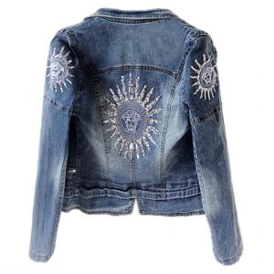 Star Jeans Women Punk zipper Denim Cropped Short Denim Coat
