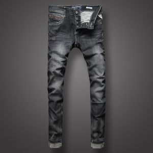 Italian Style Retro Mens Jeans Black Color Slim Fit Denim Jeans Men Buttons Pants Brand Clothing Fashion Skinny Jeans