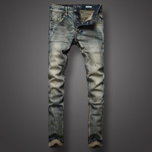 Italian Style Retro Design Mens Jeans Slim Fit Denim Buttons Pants Brand Jeans High Quality Fashion Streetwear Classic Jeans Men