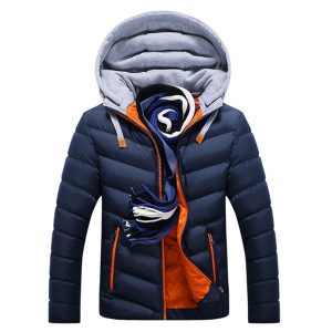 Winter Jacket Men Hat Detachable Warm Coat Cotton-Padded Outwear Mens Coats Jackets Hooded Collar Slim Clothes Thick Parkas
