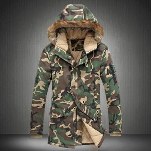 Camouflage Down Parkas Jackets Men's Hooded Coat Fur Collar Winter Military Down Overcoat