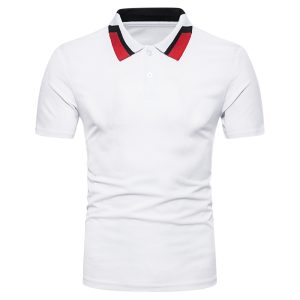 Men Turn Down Button Collar Slim Fit Short Sleeve Shirt Top Tee
