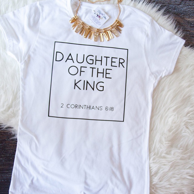 hristian T Shirts Women Daughter of The King Letter Print Cotton Cute Christian Tshirt Women's Jesus Shirt Harajuku Tops - Image 5