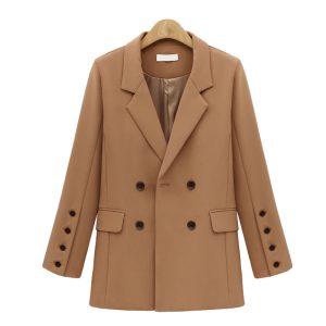 Autumn Winter Suit Blazer Women 2018 New Casual Double Breasted Pocket Women Jackets Elegant Long Sleeve Blazer Outerwear