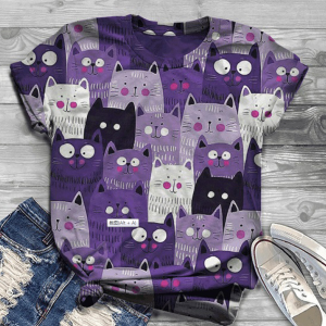 Harajuku T Shirt Plus Size Women Tshirts Short Sleeve 3D Cat Printed O-Neck T-Shirt Tops Women 2020 camisetas mujer футболка