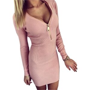 Sexy Mini V-Neck Knitting Dresses