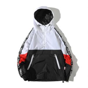 Hooded Jackets Men Block Pullover Jacket Fashion Tracksuit Coat Men Hip Hop Streetwear Jacket Men