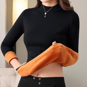 Women Thick Warm Sweaters Thermal Underwear Long Johns Solid O-neck Velvet Jumper Sweaters For Women 2020 Winter