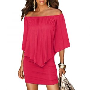 Slash Neck Women  Summer Style Off Shoulder Sexy Dresses