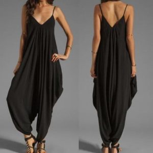 Low-cut V-neck Sexy Suspender Jumpsuit Casual Loose Jumpsuit