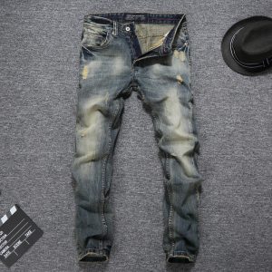 Vintage Men Jeans Slim Fit Cotton Denim Long Pants Classical Jeans Homme Brand Jeans