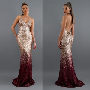 Long Sparkle Ever Pretty V-Neck Wedding Party Dress Women Elegant Sequin Mermaid Maxi Gold Evening Party Dress