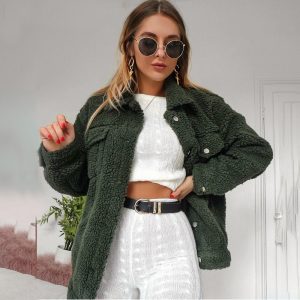 Lamb wool winter women fur coat warm Trendy furry pink female coat jacket Pocket short faux fur coat outerwear 2018