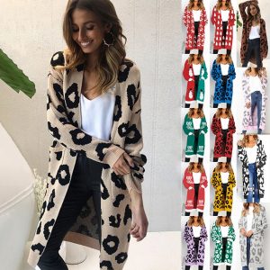 Liva Sexy Leopard Printed Cardigan Sweater Women  Autumn Winter Sweater Harajuku Long Sleeve Knitwear Sweater Sueter Mujer