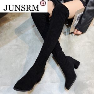 2021 Autumn Suede Style Slim Comfortable Sexy Long Tube Over-the-knee Thick-soled Round Toe Strap Fashion High-Top Women's Boots