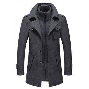 Autumn and winter new business woolen coat men's fashion double-collar cold-resistant woolen cloth men's coat woolen coat on behalf of hair