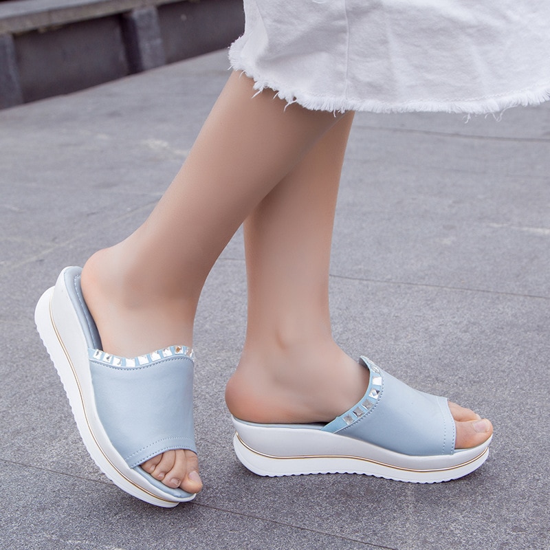 Shoes Platform Bath Slippers Wedge Beach Flip Flops High Heel Slippers - Image 5