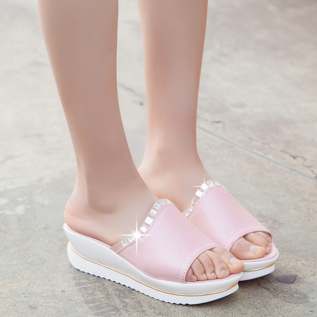 Shoes Platform Bath Slippers Wedge Beach Flip Flops High Heel Slippers - Image 9