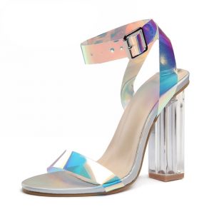 PVC Women Sandals Summer Open Toed High Heels Women Transparent Heel Sandals Woman Party Shoes Discount Pumps 11CM