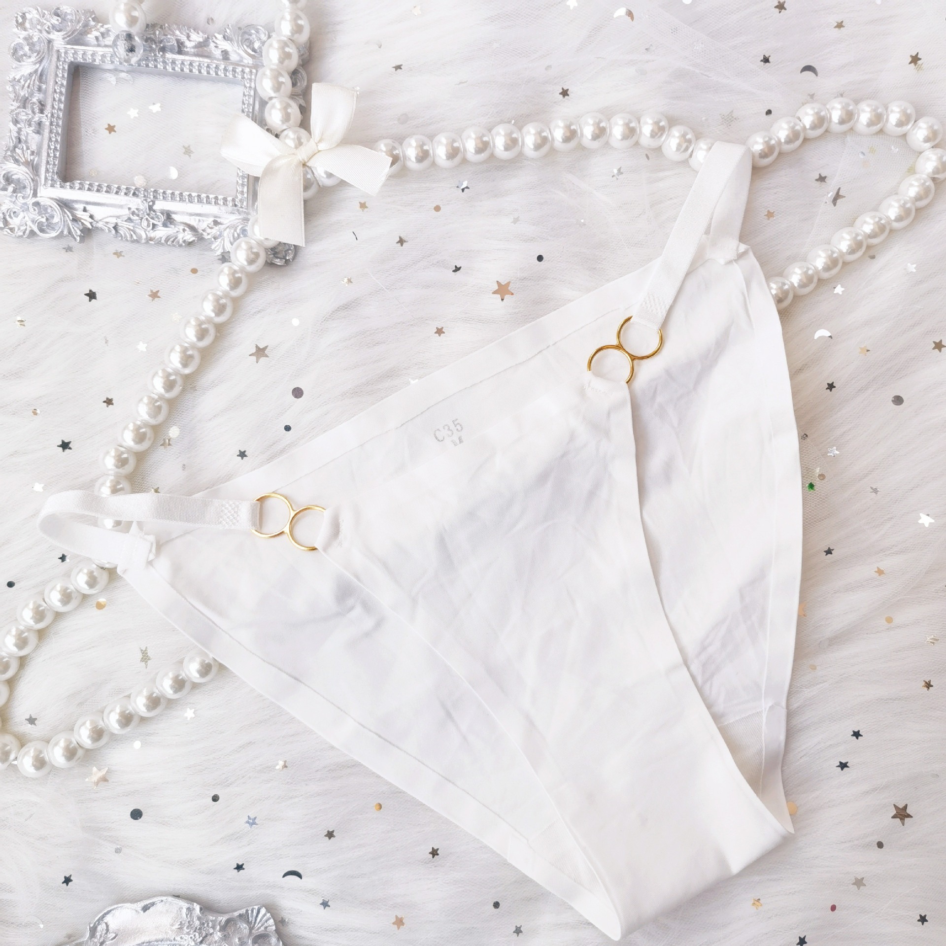 Sexy Underpants Women's Metal Bikini Thin Belt Milk Silk One Belt Underpants Ice Silk Low Waist Briefs - Image 6