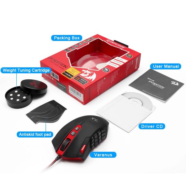 Redragon USB Gaming Mouse 16400 DPI 19 buttons ergonomic design for ...