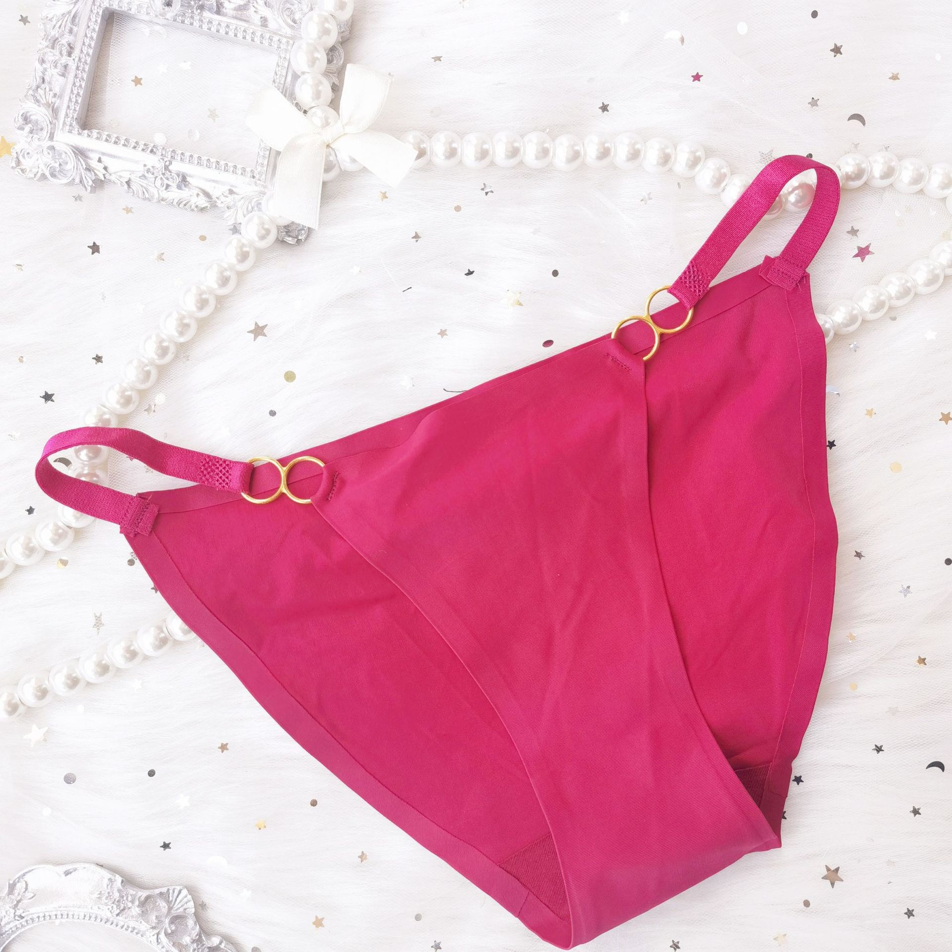 Sexy Underpants Women's Metal Bikini Thin Belt Milk Silk One Belt Underpants Ice Silk Low Waist Briefs - Image 5